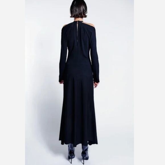 Zara CUT OUT DRESS LIMITED EDITION BLACK A LINE MIDI DRESS SMALL NEW NWT - Picture 3 of 9